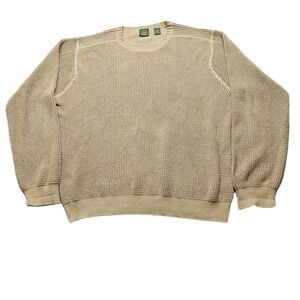 Timberland Sweater Mens XXL Brown Waffle Knit Long Sleeve Crew Neck Pullover